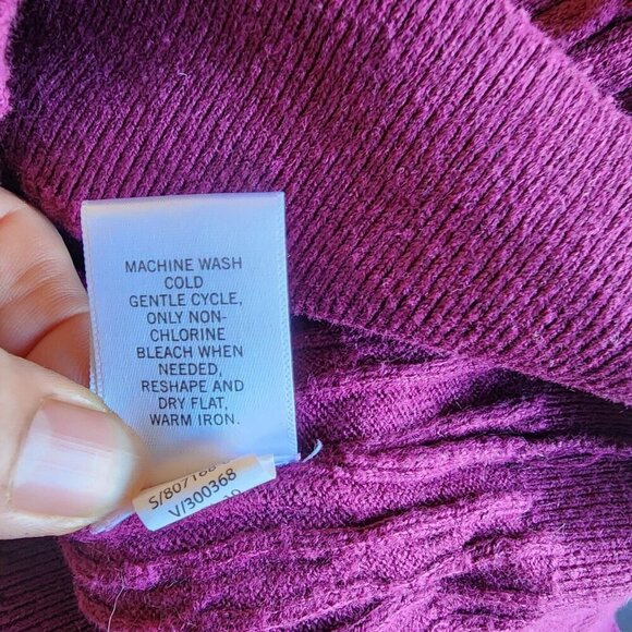 Banana Republic Cable Knit Sweater Burgundy Long Sleeve Scoop Neck Women Large - Picture 7 of 9